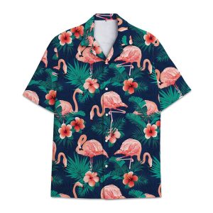 Hawaiian shirt Flamingo -  Hawaiian shirt tropical flower and leaf tropical combined with Flamingo - For Men and Women - Fanshubus