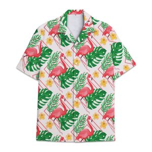Hawaiian shirt Flamingo -  Hawaiian Shirt tropical flower and leaf tropical combined with Flamingo - For Men and Women Fanshubus