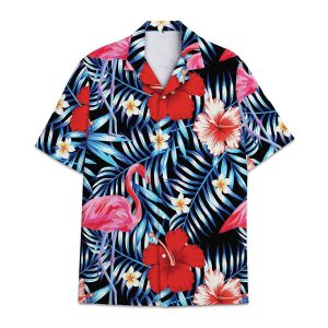 Hawaiian shirt Flamingo -  Hawaiian shirt tropical flower and leaf tropical combined with Flamingo - For Men and Women Fanshubus