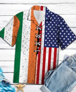 Hawaiian Shirt Irish Usa Flag For Women Men- For men and women - Fanshubus