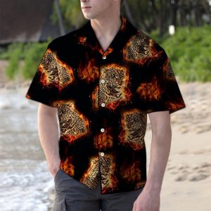 Hawaiian Shirt Leopard Fire For Men Women- For men and women - Fanshubus