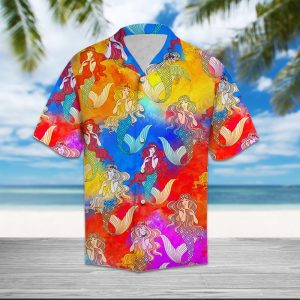 Hawaiian Shirt Mermaid Colorful For Women Men- For men and women - Fanshubus