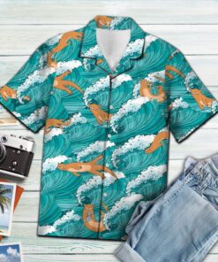 Hawaiian Shirt Otter Sea Waves For Men Women- For men and women - Fanshubus