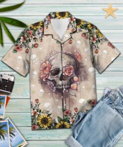 Hawaiian Shirt Skull Flower For Men Women- For men and women - Fanshubus