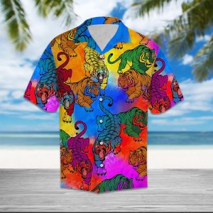 Hawaiian Shirt Tiger Colorful For Women Men- For men and women - Fanshubus