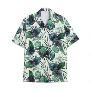 Hawaiian shirt tropical plant print pattern Coconut Leaves -  Coconut tree -  Monstera Leaves - For Men and Women - Fanshubus