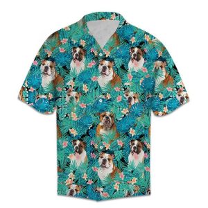 Hawaiian Shirt Women Men Bulldog Tropical- For men and women - Fanshubus