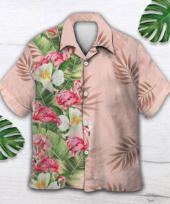 Hawaiian Shirt Women Men Tropical Flamingo- For men and women - Fanshubus