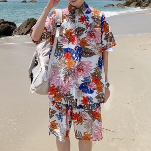 Hawaiian Shirts For Men Print Flowers Aloha Beach Shirts | Unique Beach Shirt- For men and women - Fanshubus