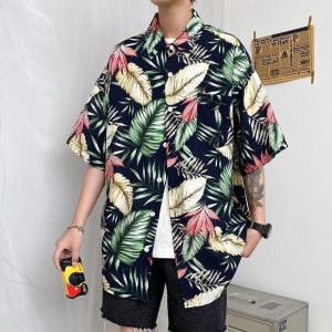 Hawaiian Shirts For Men Print Leaves Aloha Beach Shirts | Unique Beach Shirt- For men and women - Fanshubus