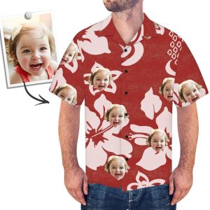 Hawaiian Shirts with Face UK All Over Print Red Hawaiian Shirt Petal Christmas Gifts
