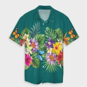 Hawaiian Tropical Strelitzia Plumeria Orchids Hibiscus Hawaiian Shirt- For men and women - Fanshubus