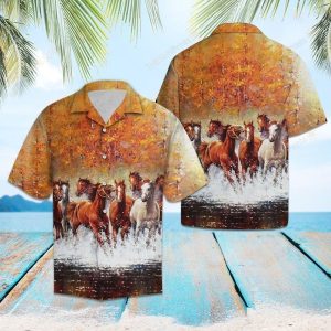Herd Of Horses Brown Nice Design Hawaiian Shirt For Men Women- For men and women - Fanshubus