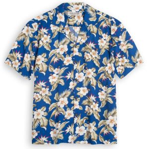 Hibiscus Blue High Quality Hawaiian Shirt- For men and women - Fanshubus