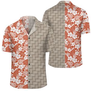 Hibiscus Flower Pattern Lauhala Moiety Hawaiian Shirt- For men and women - Fanshubus