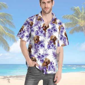 Hibiscus Golden Retriever Colorful Unique Hawaiian Shirt For Men Women- For men and women - Fanshubus