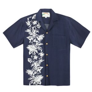 Hibiscus Panel Blue High Quality Hawaiian Shirt- For men and women - Fanshubus