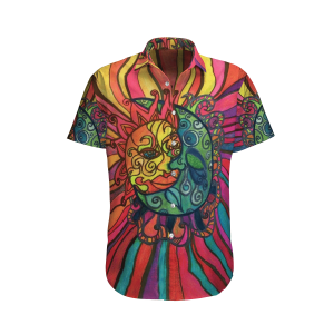 Hippie Colorful Awesome Design Unisex Hawaiian Shirt- For men and women - Fanshubus