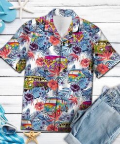 Hippie Bus Tropical Hawaiian Shirt For Men Women - For men and women - Fanshubus