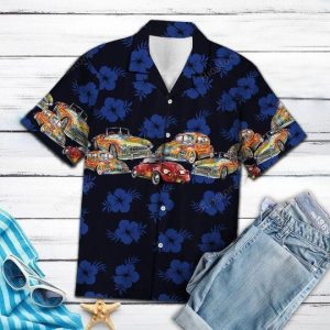 Hippie Car Black Nice Design Unisex Hawaiian Shirt- For men and women - Fanshubus