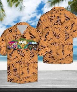 Hippie Car Orange Pattern Hawaiian Shirt- For men and women - Fanshubus