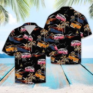 Hippie CarBlack Nice Design Unisex Hawaiian Shirt - For men and women - Fanshubus