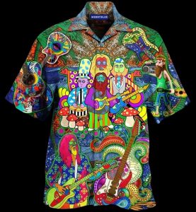Hippie Guitar Colorful Amazing Design Hawaiian Shirt For Men Women- For men and women - Fanshubus