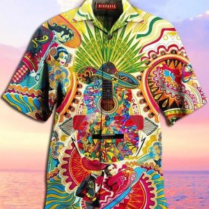 Hippie Hawaiian III Graphic Print Short Sleeve Hawaiian Shirt- For men and women - Fanshubus