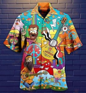 Hippie Music Multicolor Nice Design Hawaiian Shirt For Men Women- For men and women - Fanshubus