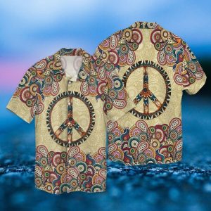 Hippie Peace Vintage Cool 3D Full Print Hawaiian Shirt Shirt- For men and women - Fanshubus