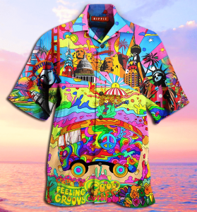 Hippies American Hawaiian Shirt | For Men & Women | Adult |- For men and women - Fanshubus