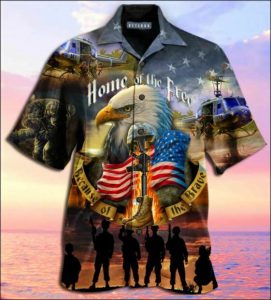 Home of free because of the brave hawaiian shirt- For men and women - Fanshubus