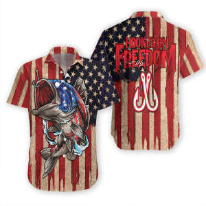 Hooked On Freedom Unisex Hawaiian Shirt- For men and women - Fanshubus