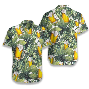 Hops And Craft Beer Green Yellow Hawaiian Shirt- For men and women - Fanshubus