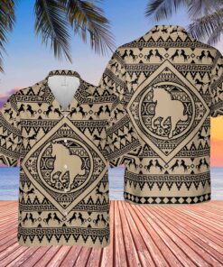 Horse Beige vintage boho pattern Hawaiian Shirt - For Men and Women Fanshubus