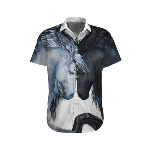 Horse Black Unique Design Unisex Hawaiian Shirt- For men and women - Fanshubus