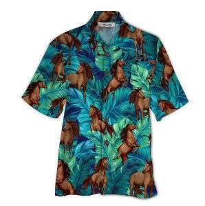 Horse Blue Awesome Design Unisex Hawaiian Shirt- For men and women - Fanshubus