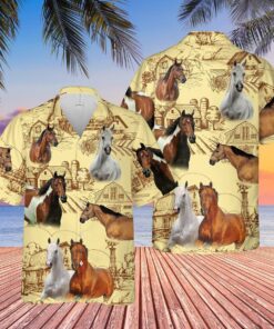 Horse Country barn pencil drawing Hawaiian Shirt- For men and women - Fanshubus