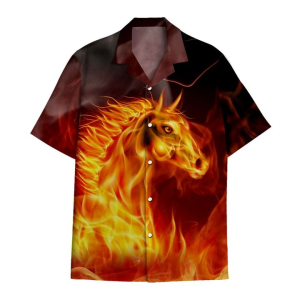 Horse Fire Hawaiian Shirt | For Men &amp; Women | Adult |- For men and women - Fanshubus