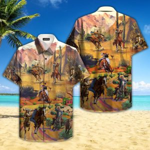 Horse Riding Cowboy Hawaiian Shirt For Men Women- For men and women - Fanshubus