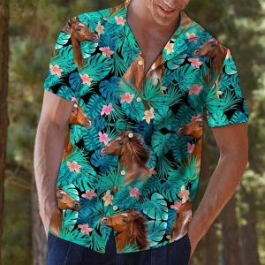 Horse Tropical Green Best Design Hawaiian Shirt For Men Women- For men and women - Fanshubus