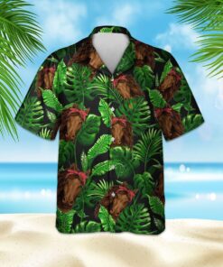 HORSE TROPICAL PALM LEAF HAWAIIAN SHIRT