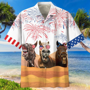 Horses Independence Day Hawaiian Shirt For Men Women- For men and women - Fanshubus