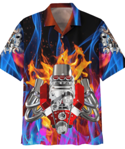 Hot Rod Blue Unique Design Unisex Hawaiian Shirt- For men and women - Fanshubus