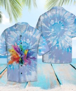 Hummingbird Blue Tie Dye Blue Amazing Design Hawaiian Shirt For Men Women- For men and women - Fanshubus