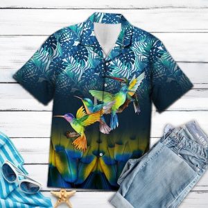 Hummingbird Forest Blue Amazing Design Hawaiian Shirt For Men Women- For men and women - Fanshubus