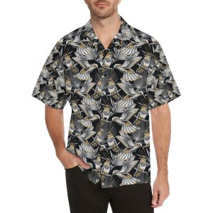 Hummingbird Gold Design Themed Print Hawaiian Shirt- For men and women - Fanshubus