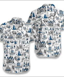 I Love Finland Doodle Hawaiian Shirt- For men and women - Fanshubus