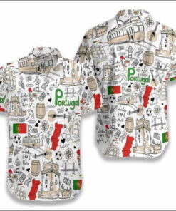 I Love Portugal Doodle Hawaiian Shirt- For men and women - Fanshubus