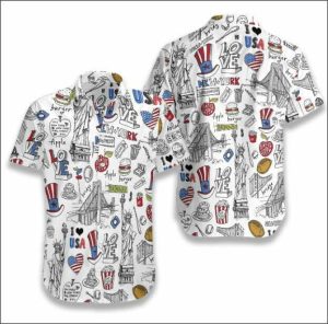 I Love Usa Doodle Hawaiian Shirt- For men and women - Fanshubus